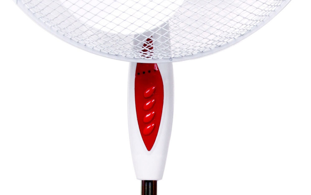 Wentylator KEPLAND Biały moc 42 W gorące dni idelane rozwiązanie funkcja oscylacji równomierne rozprowadzenie chłodnego powietrza trzy tryby prędkości dopasowanie do potrzeb stabilna podstawa bezpieczeństwo użytkowania wysokość 120 cm skuteczne chłodzenie orzeźwia estetycznie się prezentuje