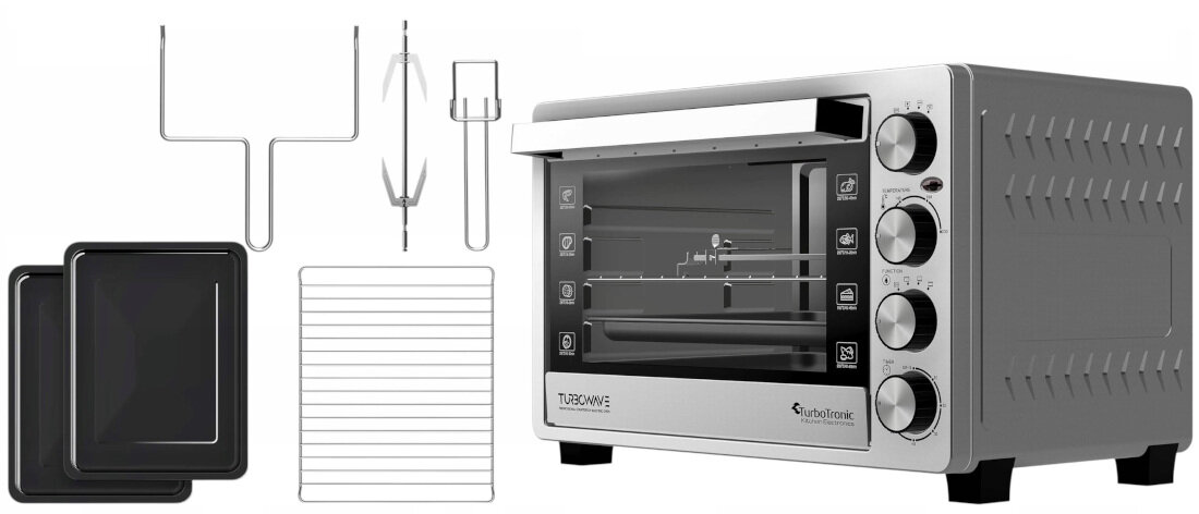 Mini piekarnik TURBOTRONIC TT-EVS38 Srebrny zestaw akcesoria komplet wyposazenie