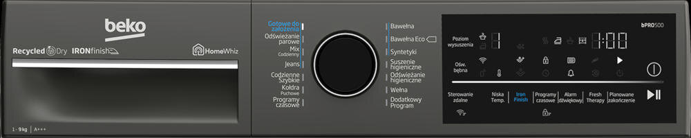 BEKO B5T89243MDC wyświetlacz suszarka kontrola zarządzanie funkcje programy