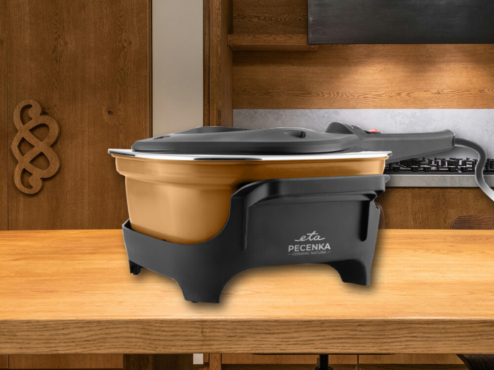 Prodiż ETA Pecenka Ceramic Natura 013390052 Beżowy wysokiej jakości powłoka ceramiczna, potrway z mniejszą ilością tłuszczu, duża pojemność misy