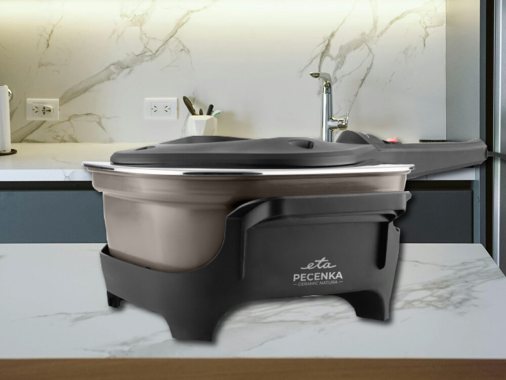 Prodiż ETA Pecenka Ceramic Natura 013390051 Szary wysokiej jakości powłoka ceramiczna, potrway z mniejszą ilością tłuszczu, duża pojemność misy