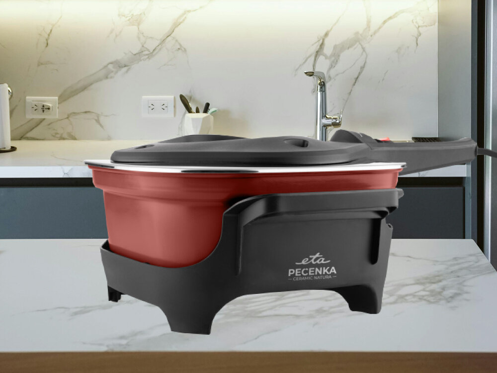 Prodiż ETA Pecenka Ceramic Natura 013390053 Czerwony inteligentne zabezpieczenia, termoizolowane uchwyty, osłona termiczna, komfortowa praca