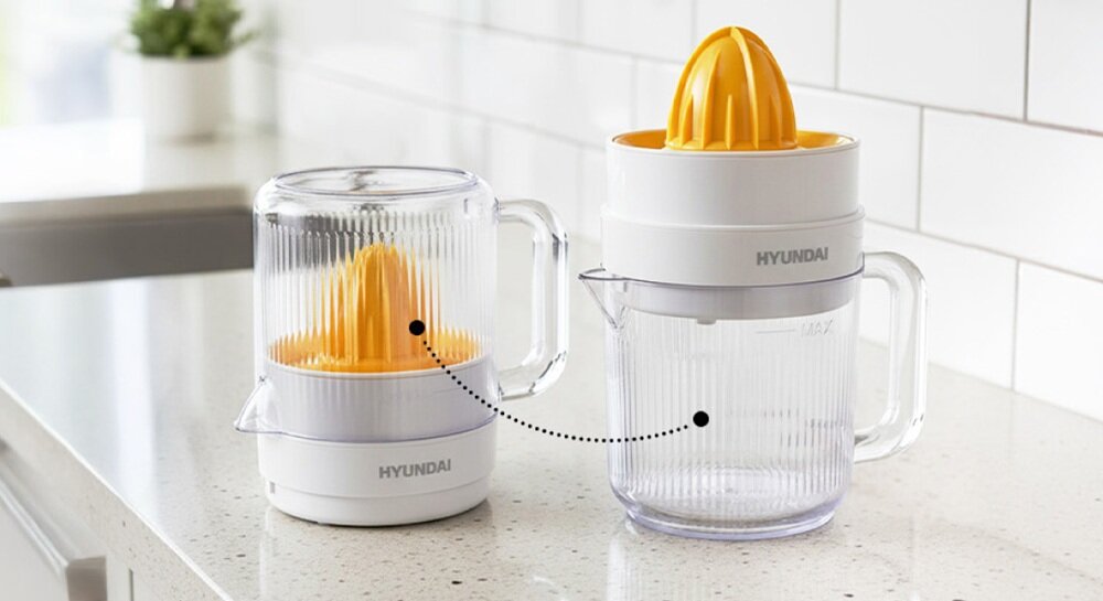 Wyciskarka do cytrusów HYUNDAI CP100 dwa wymienne stożki, szybka wymiana elementów, większa wygoda