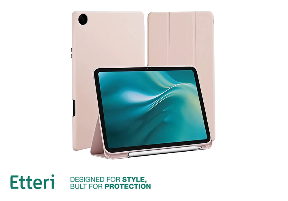 Etui ETTERI Tablet Case do Samsung Tab A9 2023 8,7- Jasnoróżowy zginana okładka, trzystopniowa regulacja, stabilna podstawa, wygodna praca