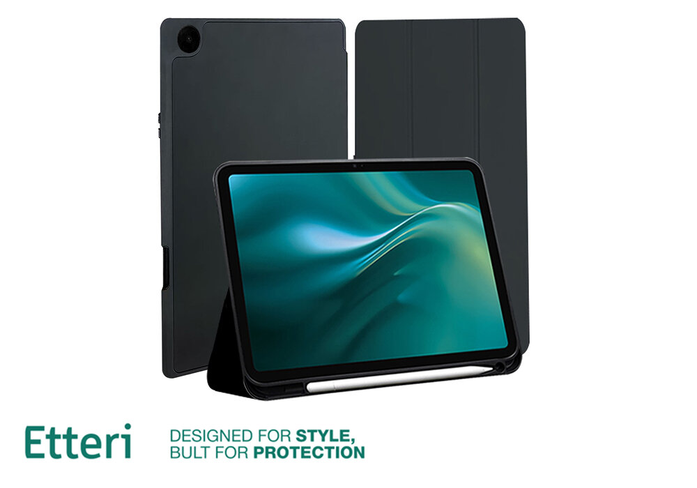 Etui ETTERI Tablet Case do Samsung Tab A9+ 2023 11- Czarny zginana okładka, trzystopniowa regulacja, stabilna podstawa, wygodna praca