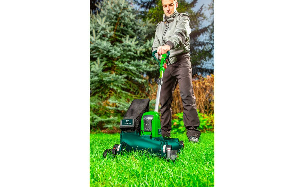 Podkaszarka elektryczna VERTO 52G548 solidny sprzęt waga 3,9 kg poziom hałasu 96 dB