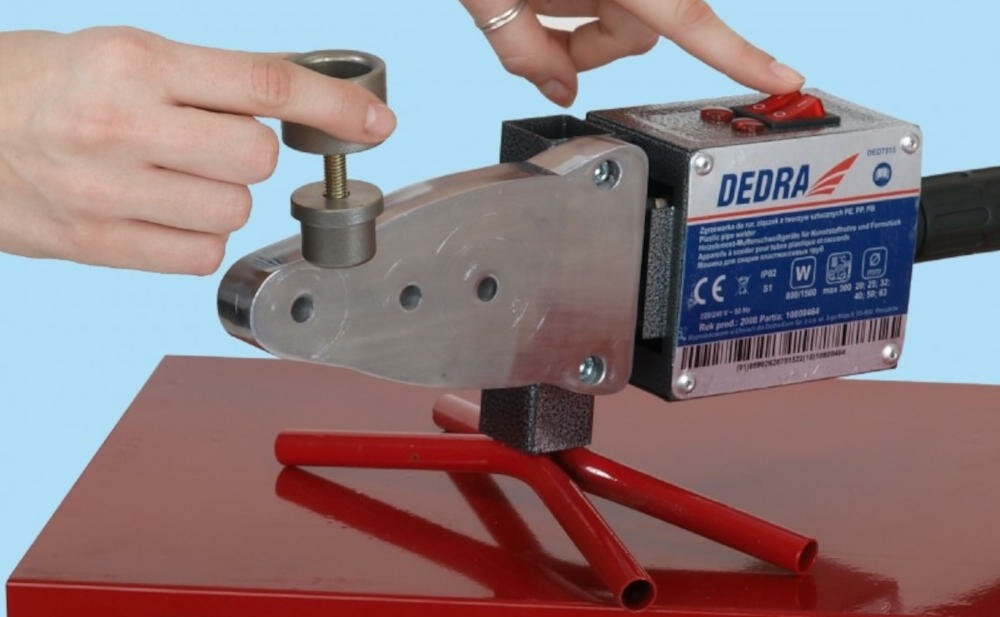 DEDRA-DED7515 zgrzewarka sygnalizacja świetlna gotowość urządzenie praca nasadki grzejne nagrzewanie elementy