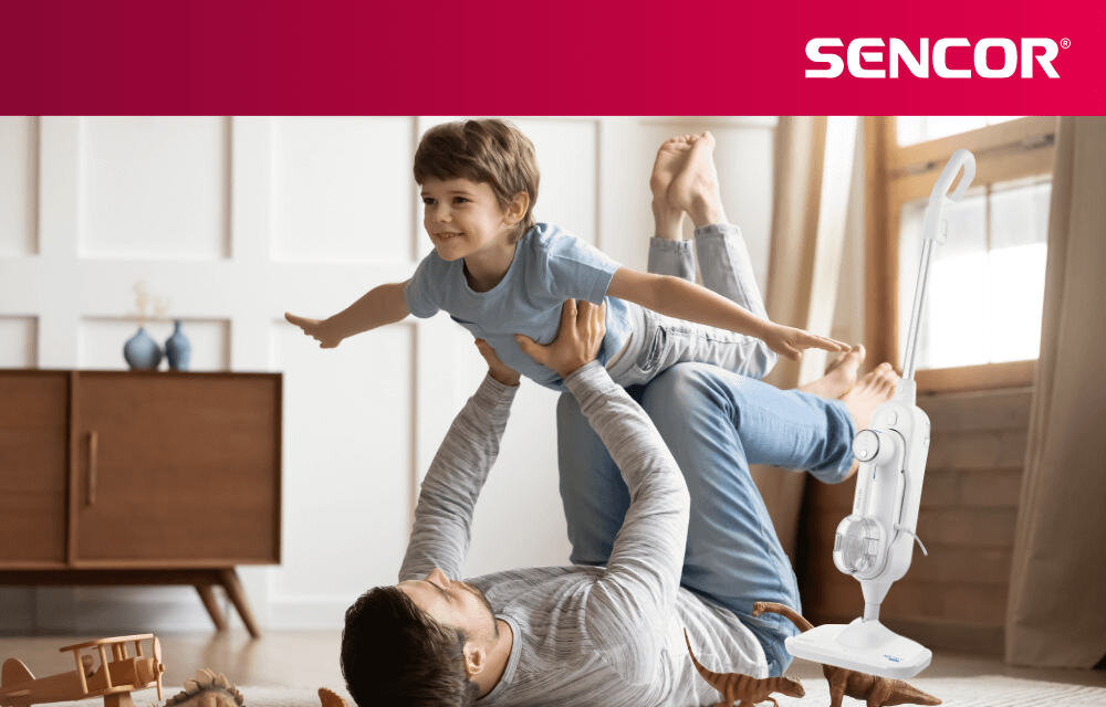 Mop parowy SENCOR Aquino SSC 6010WH 2w1 wygląd design tło prezentacja wizualizacja dla Twojego domu