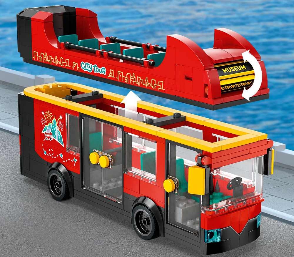 LEGO 60407 City Czerwony, piętrowy autokar pokład widokowy