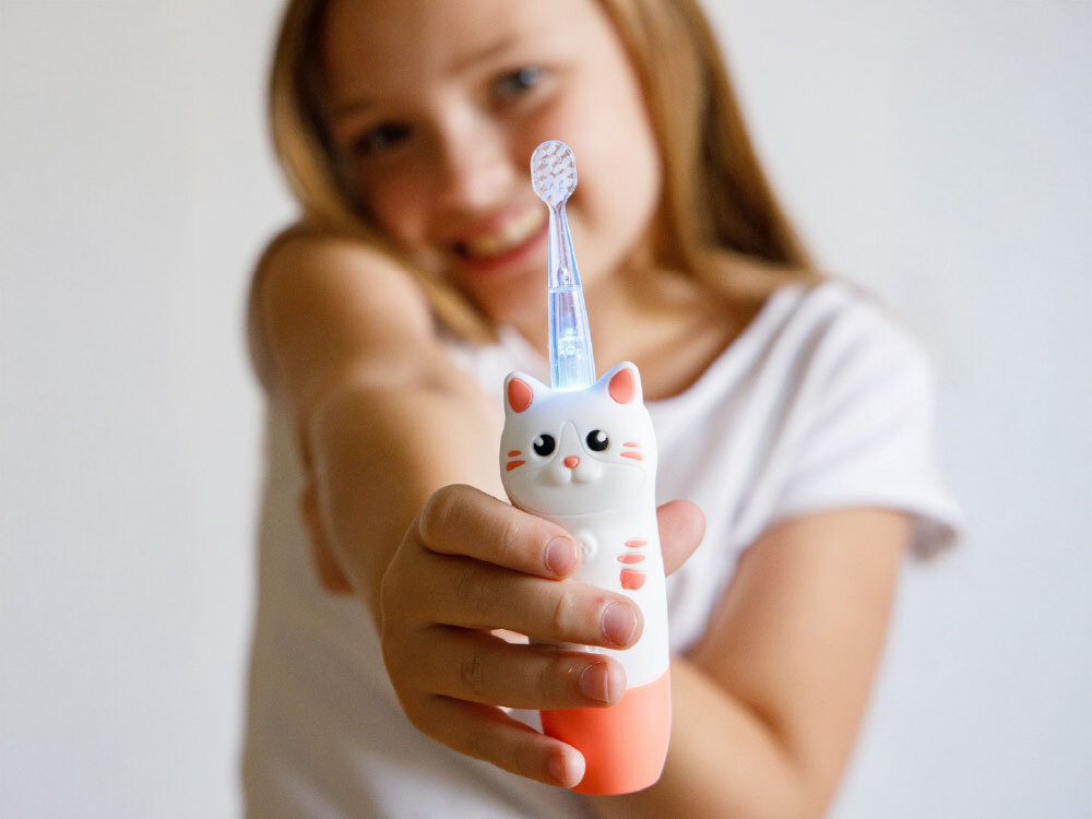 Szczoteczka soniczna biało-różowy kotek