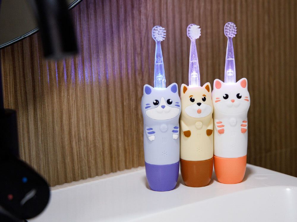 Szczoteczka soniczna biało-różowy kotek Słodki kształt kotka 7 KOLORÓW