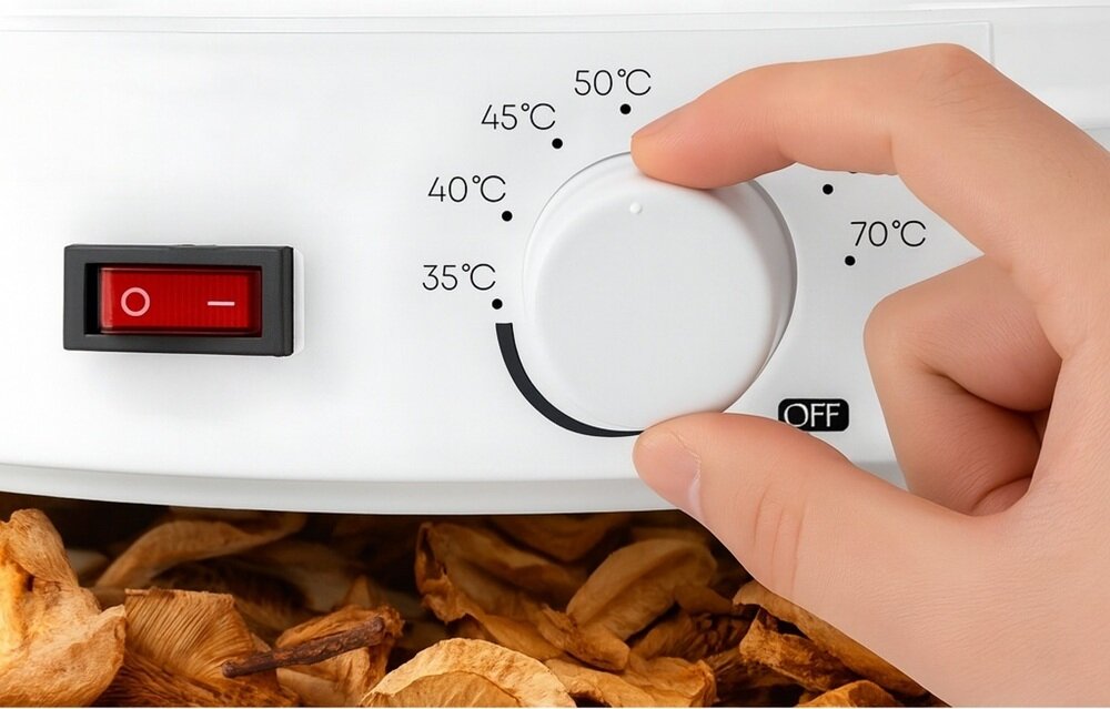 Suszarka do grzybów EXTRALINK Home + 5 Sit Biały szeroki zakres temperatur, dopasowane warunki, zachowanie wartości odżywczych