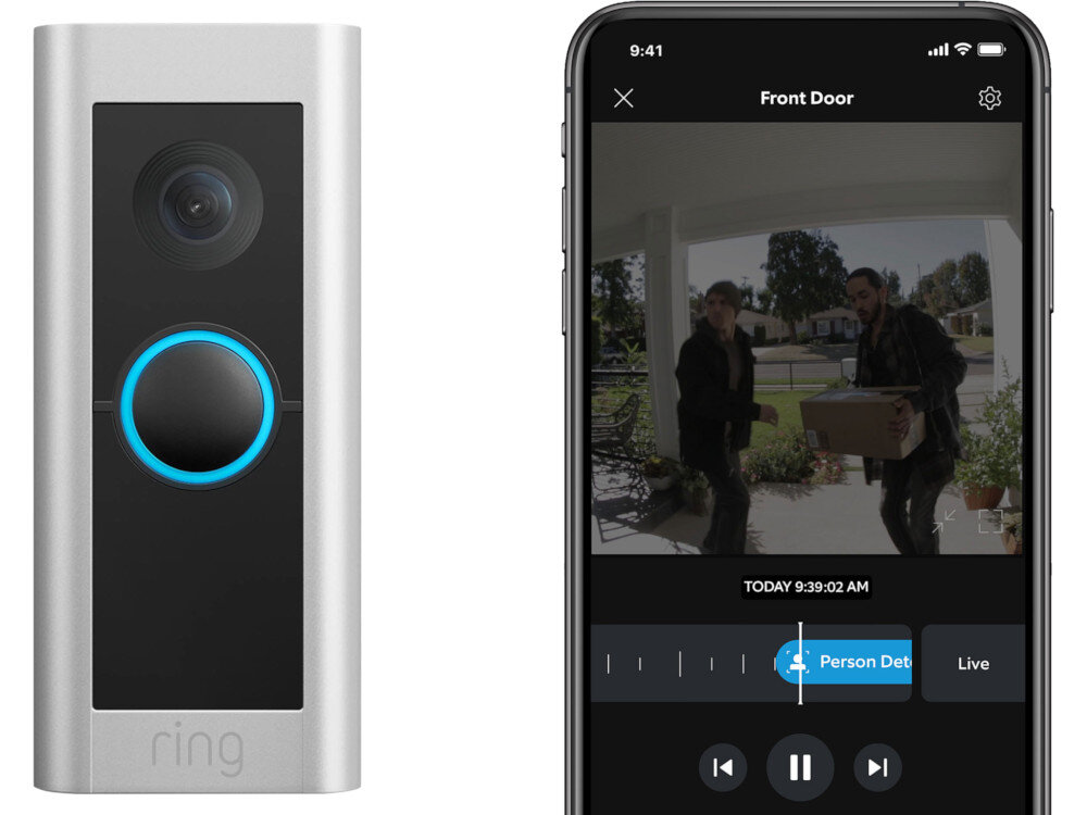 Wideodomofon RING Video Doorbell Pro B08M125RNW-S Srebrny obsługa aplikacja sterowanie łączność komendy