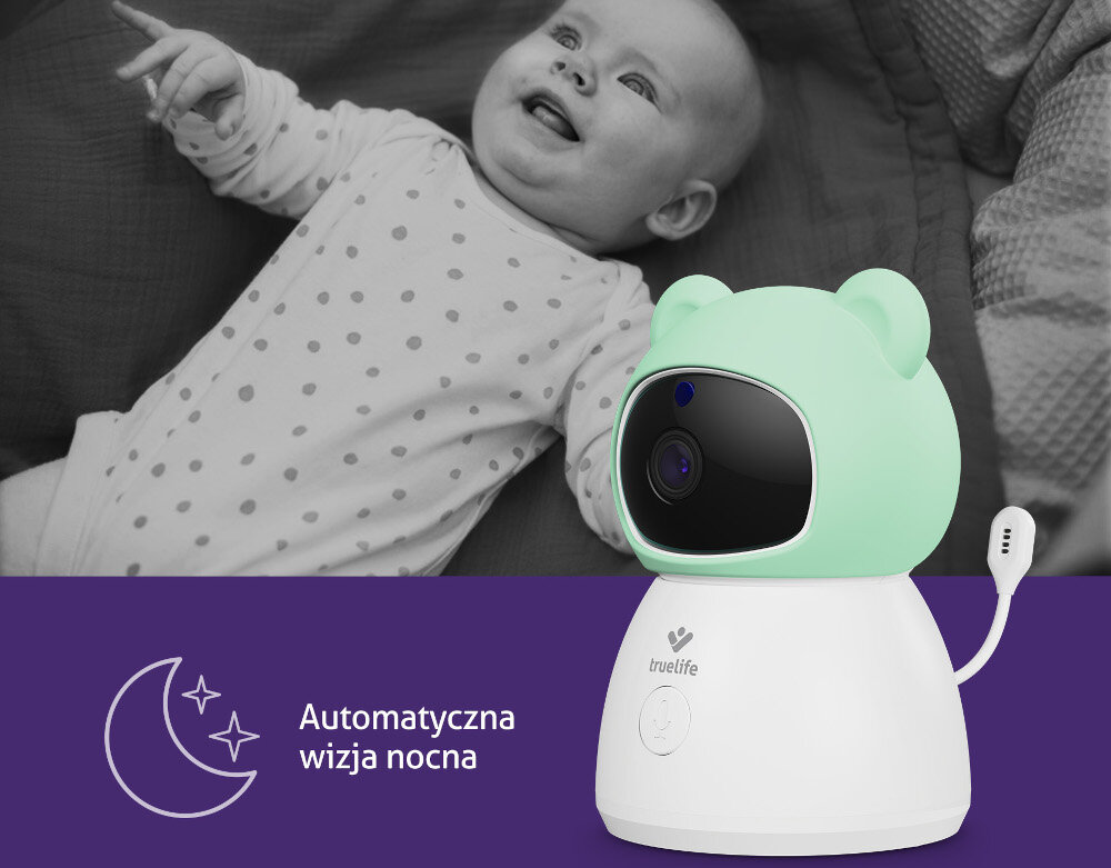 Niania elektroniczna TRUELIFE NannyCam R6 Dual Smart Wsparcie po zmroku Automatyczny tryb nocny widoczność do 10 metrów spokojny sen