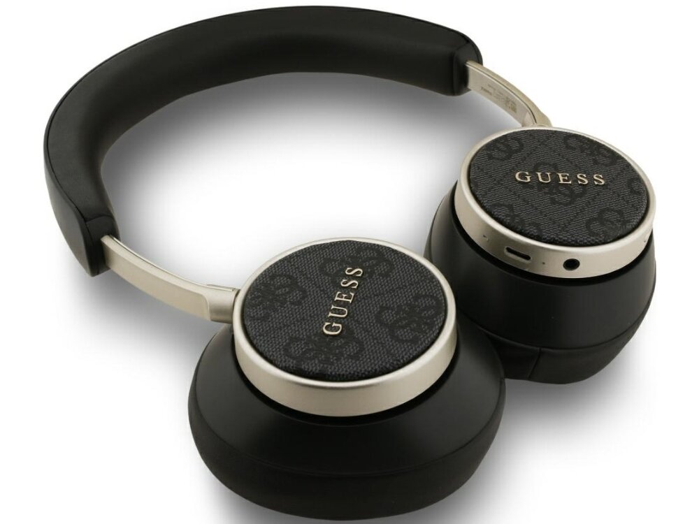 Słuchawki nauszne GUESS 4G Classic Logo, słuchawki na białym tle bluetooth 5.4 zasięg do 10m 45 godzin pracy bateria 400 mah port usb-c hsp hfp a2dp avrcp
