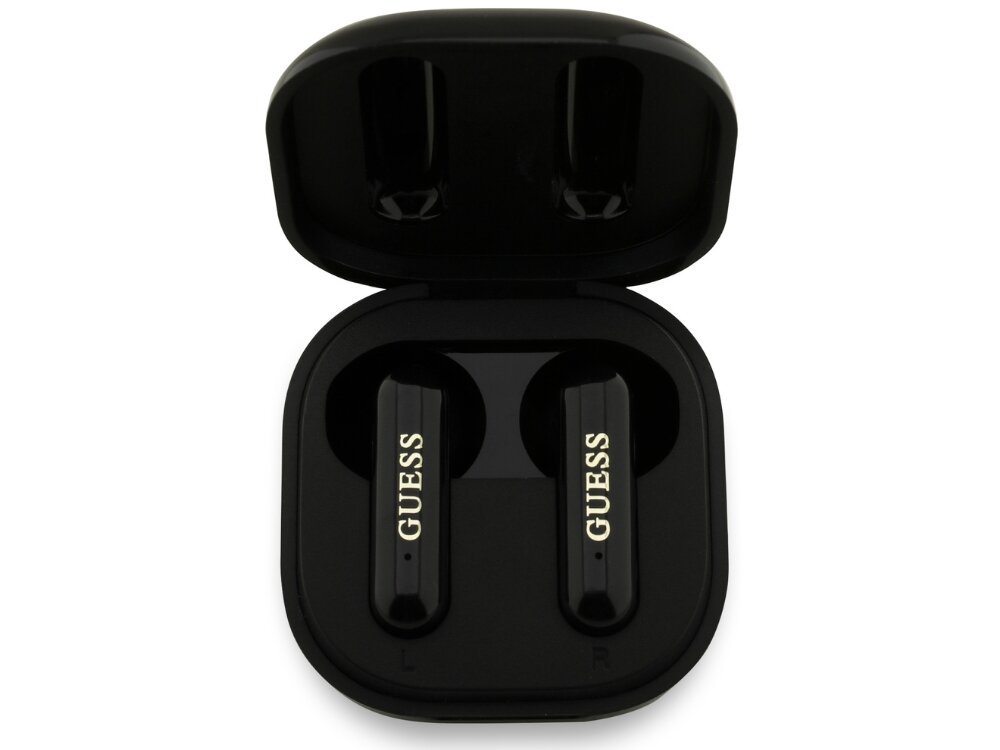 Słuchawki douszne GUESS 4G Metal Logo
			etui ładujące ze słuchawkami w środku panele dotykowe sterowanie muzyką styl jakość