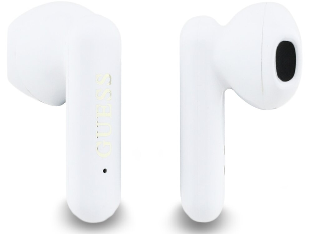 Słuchawki douszne GUESS 4G Metal Logo
			słuchawki na białym tle technologia bluetooth 5.3 klasa ipx5 ochrona przed zachlapaniami