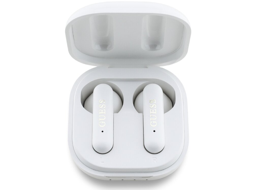 Słuchawki douszne GUESS 4G Metal Logo
			etui ładujące ze słuchawkami w środku panele dotykowe sterowanie muzyką styl jakość