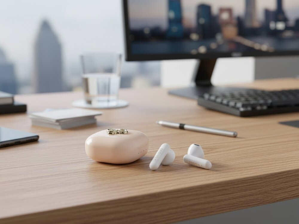 Słuchawki douszne GUESS 4G Metal Logo
			słuchawki i etui ładujące na biurku kompaktowe etui stacja dokująca 16 godzin pracy cały dzień