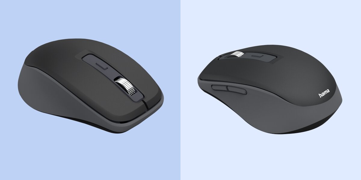 HAMA WM-450 Ślizgacze polimerową powłoką DPI 800 / 1200 / 1600 - mysz na niebieskim tle