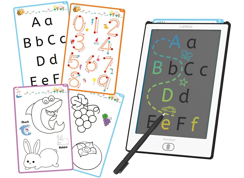Tablica edukacyjna LAMAX PencilKid1 40 szablonów, nauka języka angielskiego, pisanie, liczenie, rysowanie