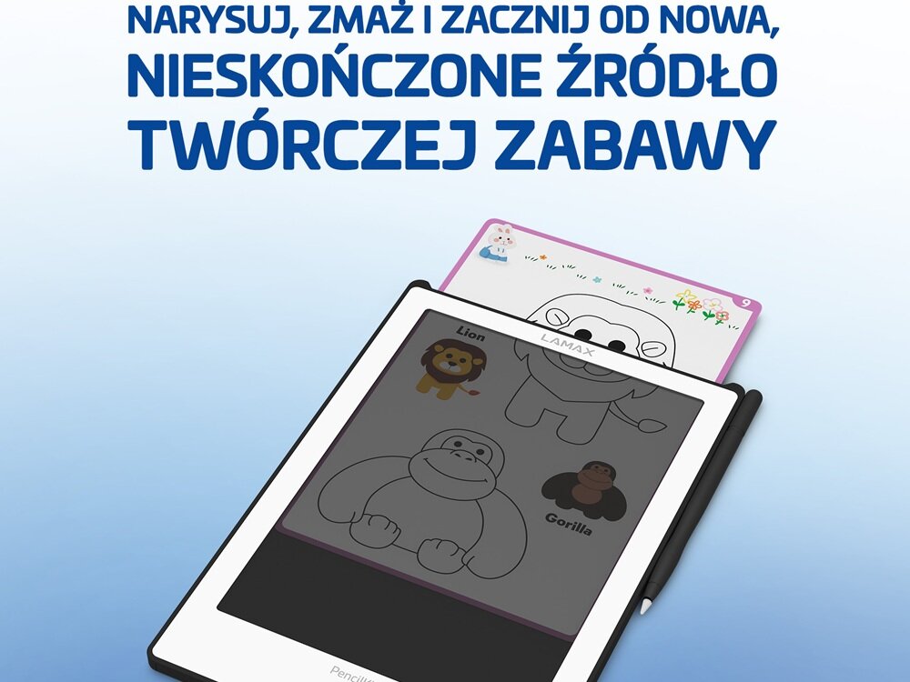 Tablica edukacyjna LAMAX PencilKid1 duża powierzchnia, łagodna dla oczu, nie emituje niebieskiego światła, łatwe utrzymanie porządku