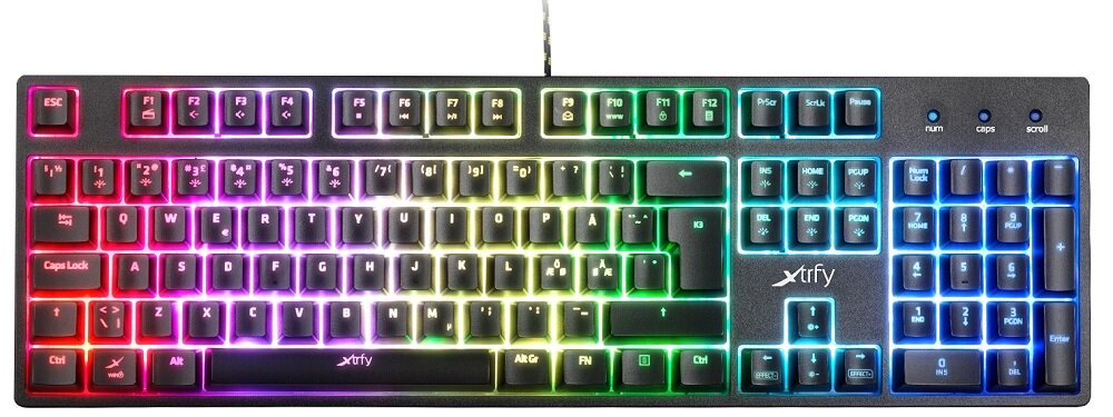 Klawiatura XTRFY K3 US - sześć stref podświetlenia wygląd atrakcyjny 