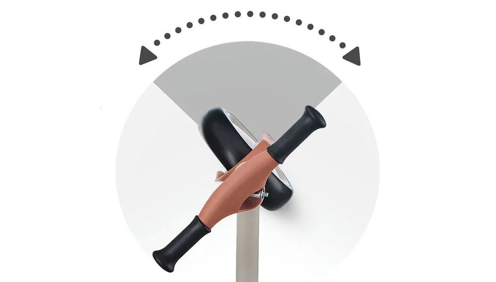 Rowerek biegowy KINDERKRAFT Tove Beżowy białe tło pokazany skręt kierownicy dla małych odkrywców trwałe koła z pianki EVA bez potrzeby pompowania pozbawiona szprych średnica 20 cm absorbują drobne nierówności na różnych nawierzchniach pełna swoboda ruchu ograniczony skręt kierownicy bezpieczeństwo ułatwiona nauka jazdy 