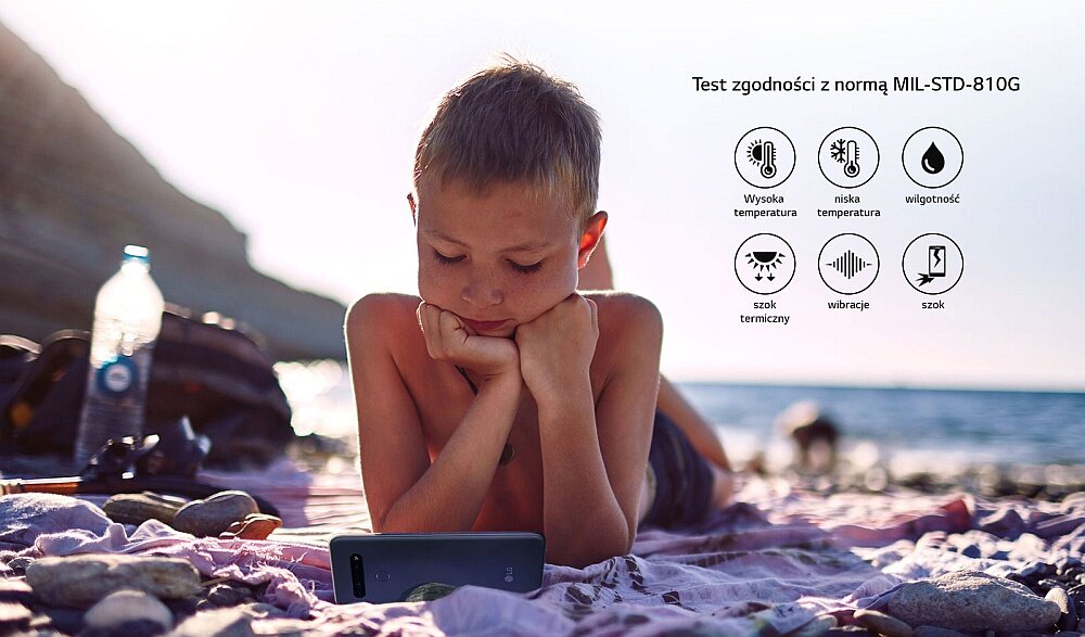 Smartfon LG K41S odporność obudowa certyfikat wodoszczelność upadki wytrzymałość