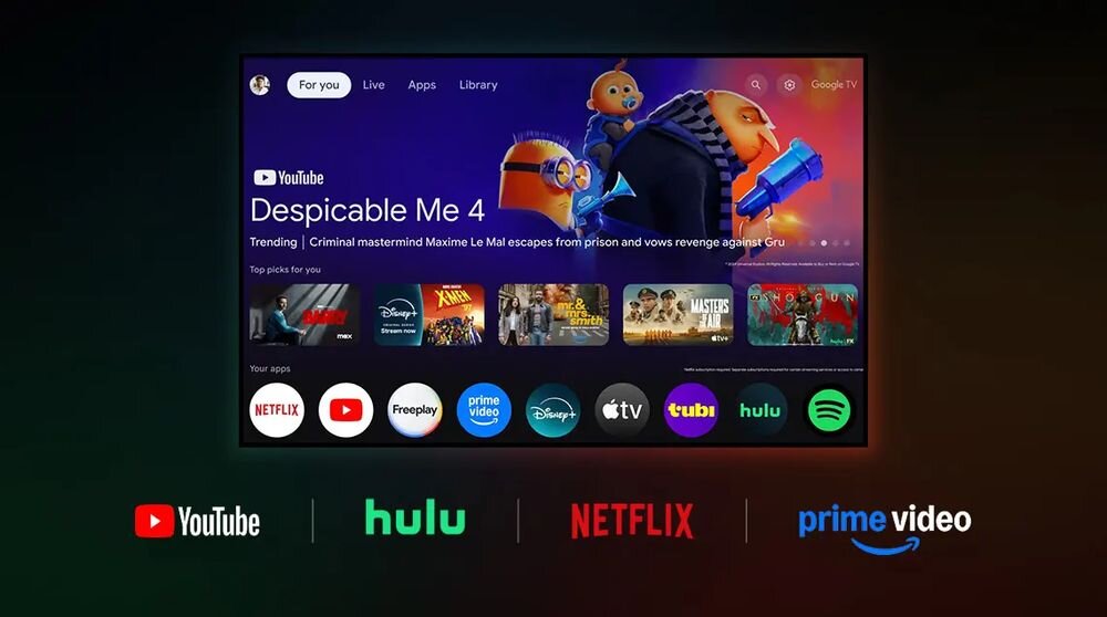 Projektor XGIMI Horizon 20 Google TV aplikacje streaming Netflix YouTube Amazon Prime Video system smart, interfejs Google TV, 