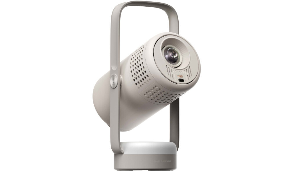 XGIMI Vibe One projektor wbudowane głośniki 3W Dolby Audio Bluetooth, projektor po skosie na białym tle