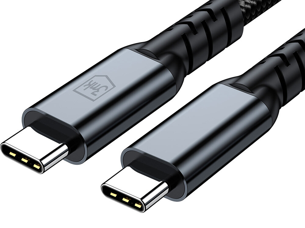 Kabel USB-C - USB-C 3MK Hyper Cable N-Series Thunderbolt 4 8K 60Hz 240W 1 m Czarny aluminiowe końcówki, precyzja i dikładność, trwałe i stabilne połączenie, stylowy design