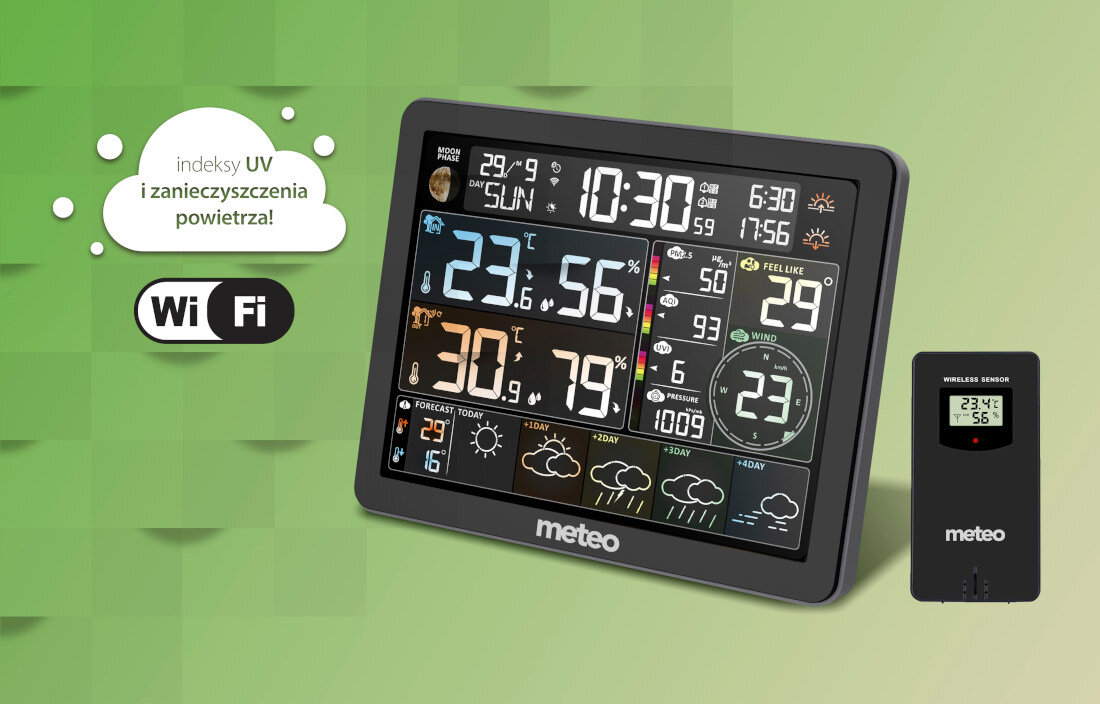 Stacja pogody METEO SP400 ciśnienie atmosferyczne wysoka dokładność prognoza pogody automatycznie aktualizowane