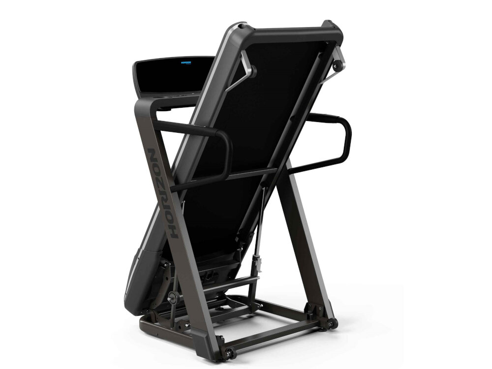 Bieżnia elektryczna HORIZON FITNESS Omega Z Grafitowy 2200W 20km-h system FEATHER LIGHT FOLDING skladana konstrukcja wymiary po zlozeniu 89 x 169 x 103 cm rolki transportowe