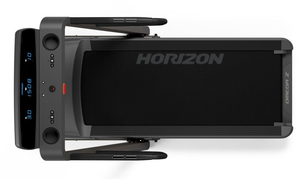 Bieżnia elektryczna HORIZON FITNESS Omega Z Grafitowy 2200W 20km-h amortyzacja blatu biegowego AIR TRAIN system dwoch poduszek powietrznych 6 elastomerowych elementow tlumiacych regulacja twardosci powierzchni bieg w 4 roznych opcjach