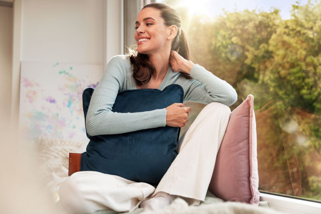 Poduszka elektryczna BEURER HK 77 Heaty Obsidian-Blue Komfort w każdej chwili Delikatne ciepło sprzyja regeneracji dobre samopoczucie wyciszenie