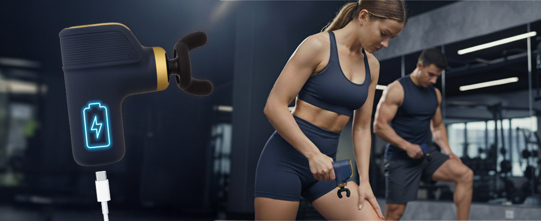 Masażer ręczny Gun MEDIVON Tytan Pro Mini Mobilność i wygoda użytkowania Wbudowany akumulator litowo-jonowy pojemność port USB-C wykonanie z tworzywa ABS 