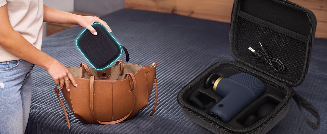 Masażer ręczny Gun MEDIVON Tytan Pro Mini na co dzień i w podróży etui ochronne bezpiecznie przechowywać urządzenie i akcesoria