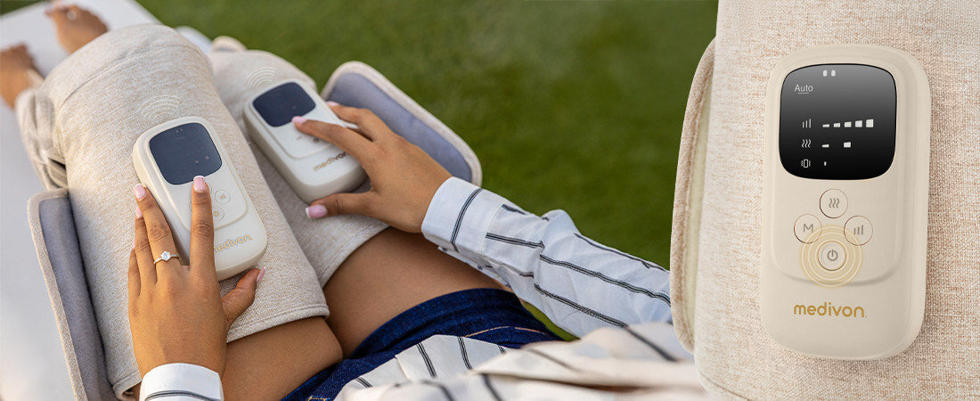 Masażer Limfatyczny do nóg MEDIVON Sole Duo Spersonalizowany masaż 5 trybów pracy 5 poziomów intensywności dostosowanie preferencje 3 poziomy grzania 3 tryby wibracji rytuał regeneracyjny pobudzenie masaż