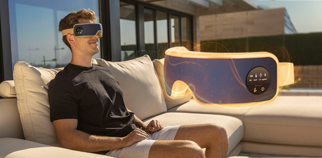 Masażer do oczu MEDIVON Horizon Pro 2 prezentacja design wizualizacja wygląd relaks po długim dniu