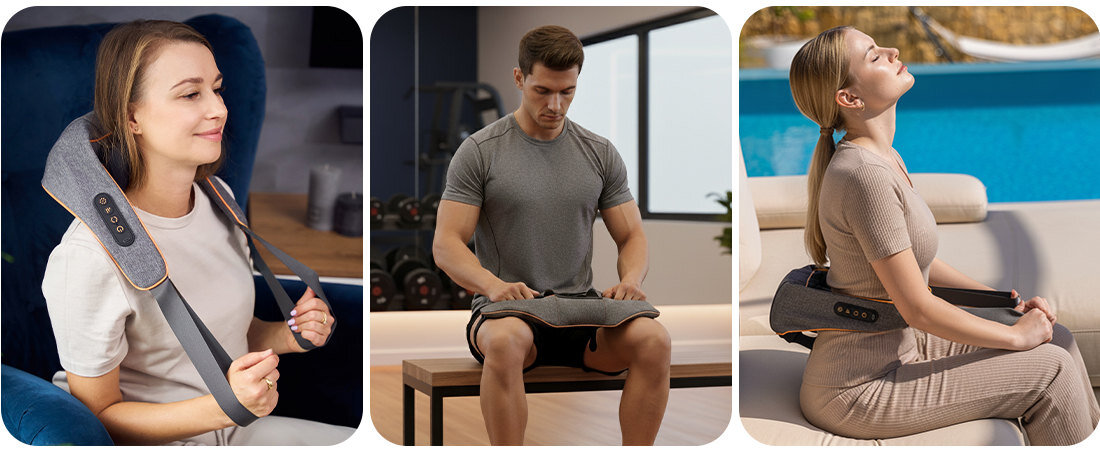 Kołnierz masujący MEDIVON Collar Simple 2 dla zmęczonych mięśni Funkcja grzania wspiera rozluźnienie spiętych partii ciała pobudza krążenie Masaż Shiatsu, klasyczny lub relaksacyjny