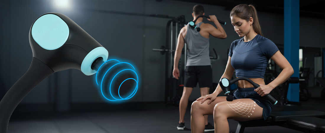 Masażer ręczny Gun MEDIVON Drift wiele efektów technologia masażu perkusyjnego od poziomu intensywności i dobranej głowicy działanie Cztery końcówki dopasowanie