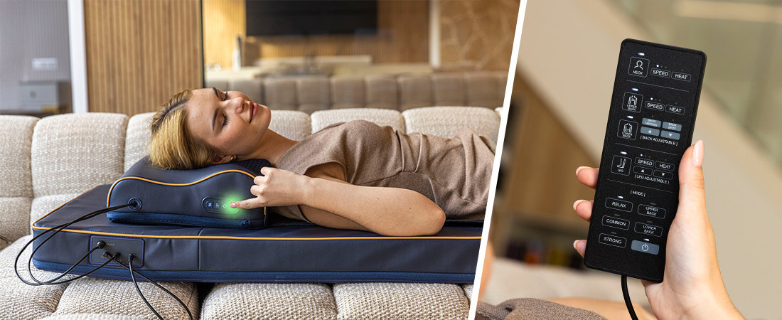 Mata masująca MEDIVON Yoga Pro Intuicyjna obsługa zero komplikacji Jeden pilot kilka przycisków pełna kontrola sesja zasilanie sieciowe