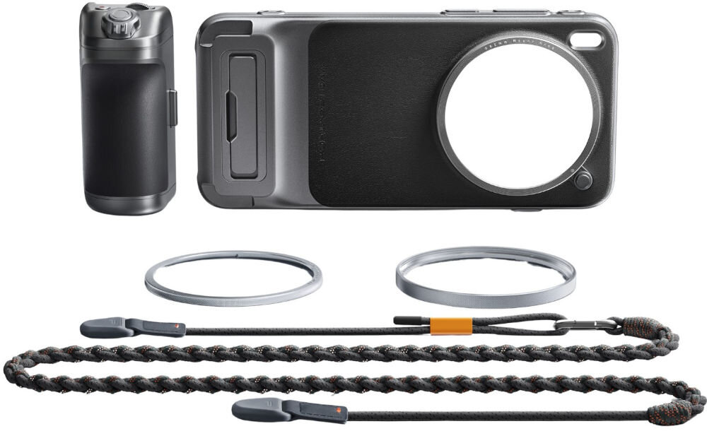 Zestaw Fotograficzny Photography Kit do VIVO X300 Pro Kompletny zestaw akcesoriów fotograficznych do VIVO X300 Pro: uchwyt, etui z miejscem na obiektyw, dwa pierścienie mocujące oraz smycz.