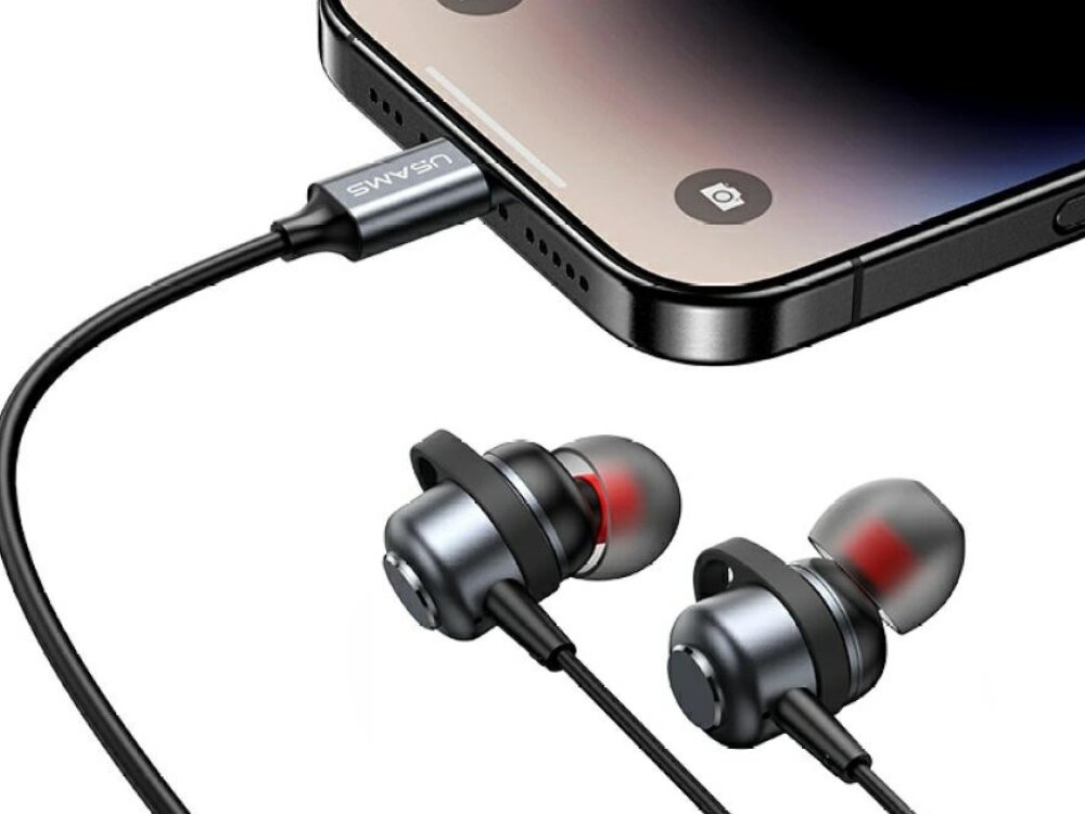 Słuchawki dokanałowe USAMS EP-48 Pilot sterowania na przewodzie i mikrofon w słuchawkach USB-C, słuchawki podłączone pod smartfona