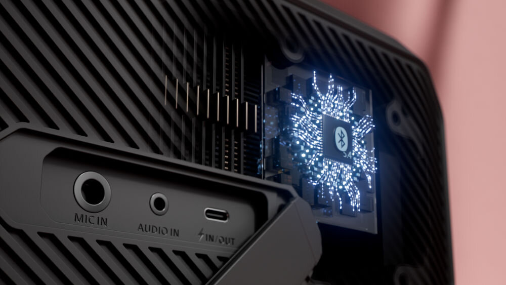 Głośnik PHILIPS TAS7000EB Bluetooth USB wejście audio Multipoint, kadr na głośnik, chip Bluetooth