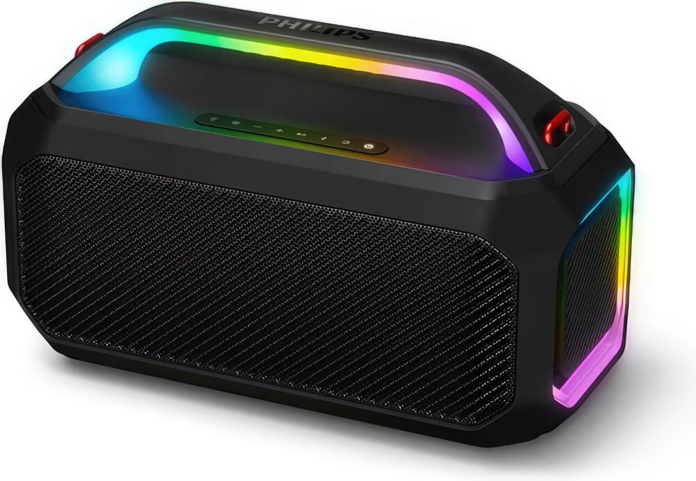 Głośnik PHILIPS TAS7000EB aplikacja Philips Entertainment PartyLink Auracast, głośnik po skosie na białym tle