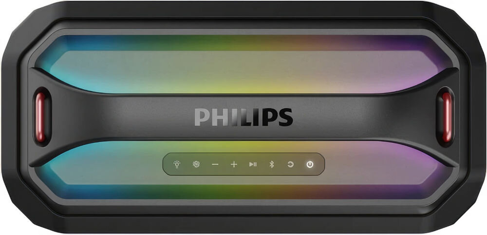 Głośnik PHILIPS TAS7000EB LED RGB pulsujące tryby oświetlenia, głośnik od góry na białym tle
