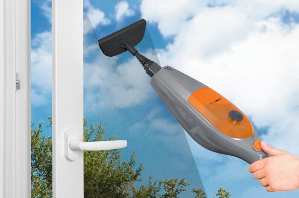 Mop parowy CLATRONIC DR 3539 czyszczenie powierzchnia mozliwosci 25 g pary/min moc 1500 W pojemnosc 300 ml przewod dlugosc 5 metrow czas pracy okolo 40 minut