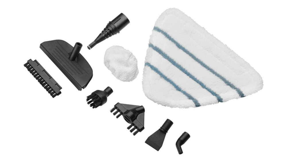 Mop parowy CLATRONIC DR 3539 zestaw akcesoriów funkcjonalne elementy